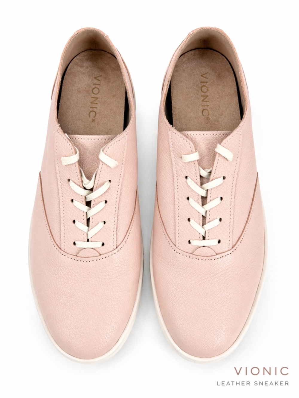 Vionic Callie Sneakers 9.5 Wide Pink Leather Lace Up Comfort Shoes